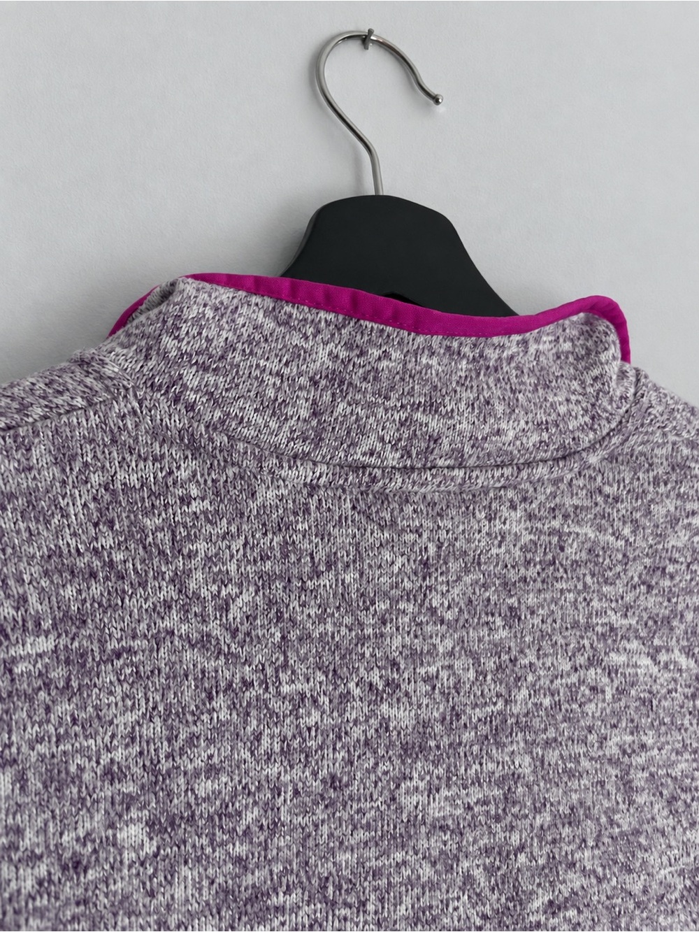 Lands' End Women's Lavender Heather Quarter-Zip Fleece with Pink Trim - Picture 8 of 10